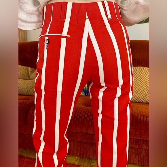 Vintage DEADSTOCK 70s Striped Bellbottom Flare Jeans, Americana, Clown Core - Picture 4 of 11